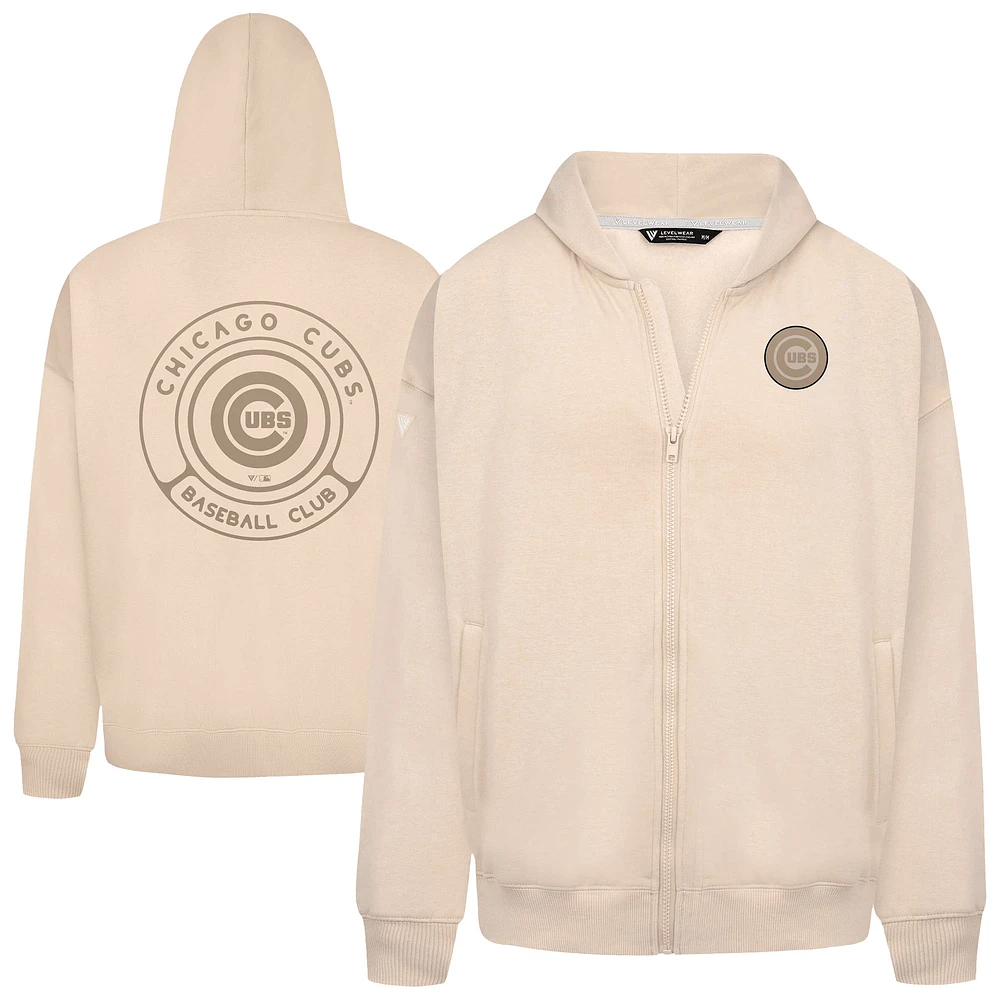 Men's Levelwear Khaki Chicago Cubs Uphill Oversized Full-Zip Hoodie