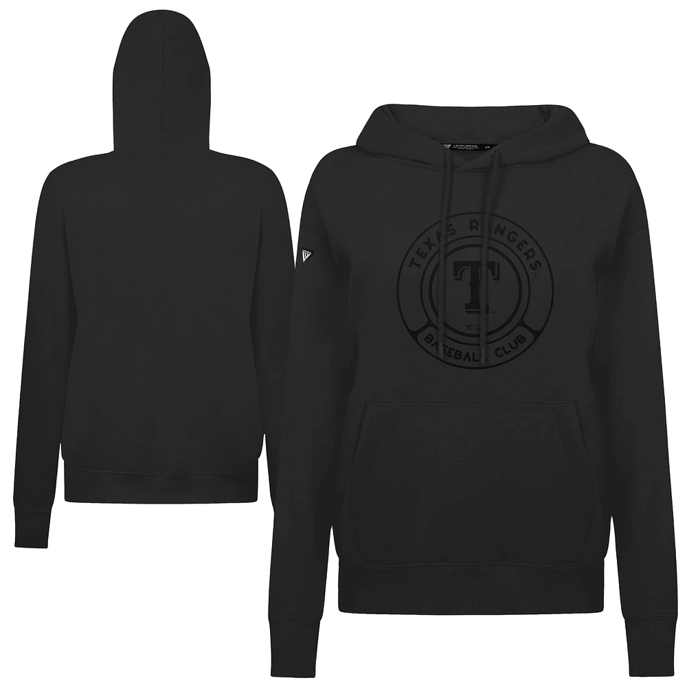 Women's Levelwear Black Texas Rangers Adorn Gateway Pullover Hoodie