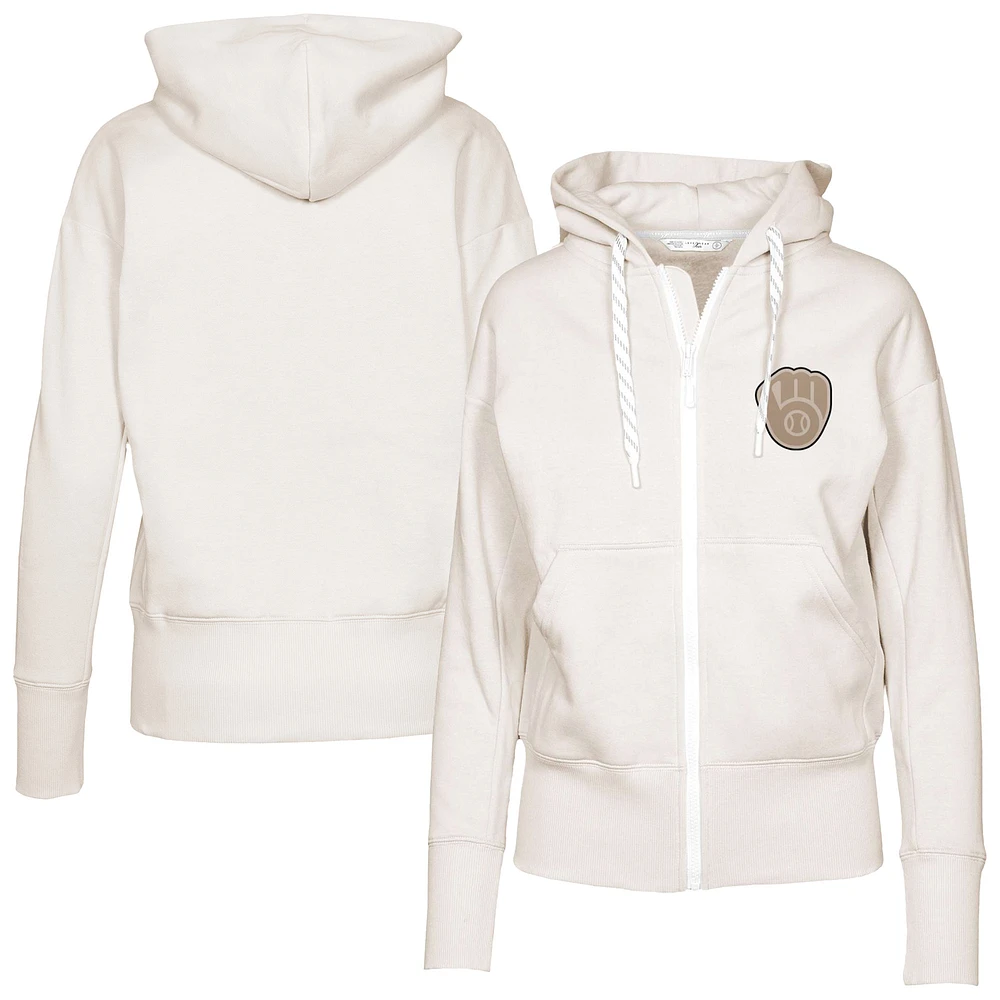 Women's Levelwear Khaki Milwaukee Brewers Gardinia Full-Zip Hoodie