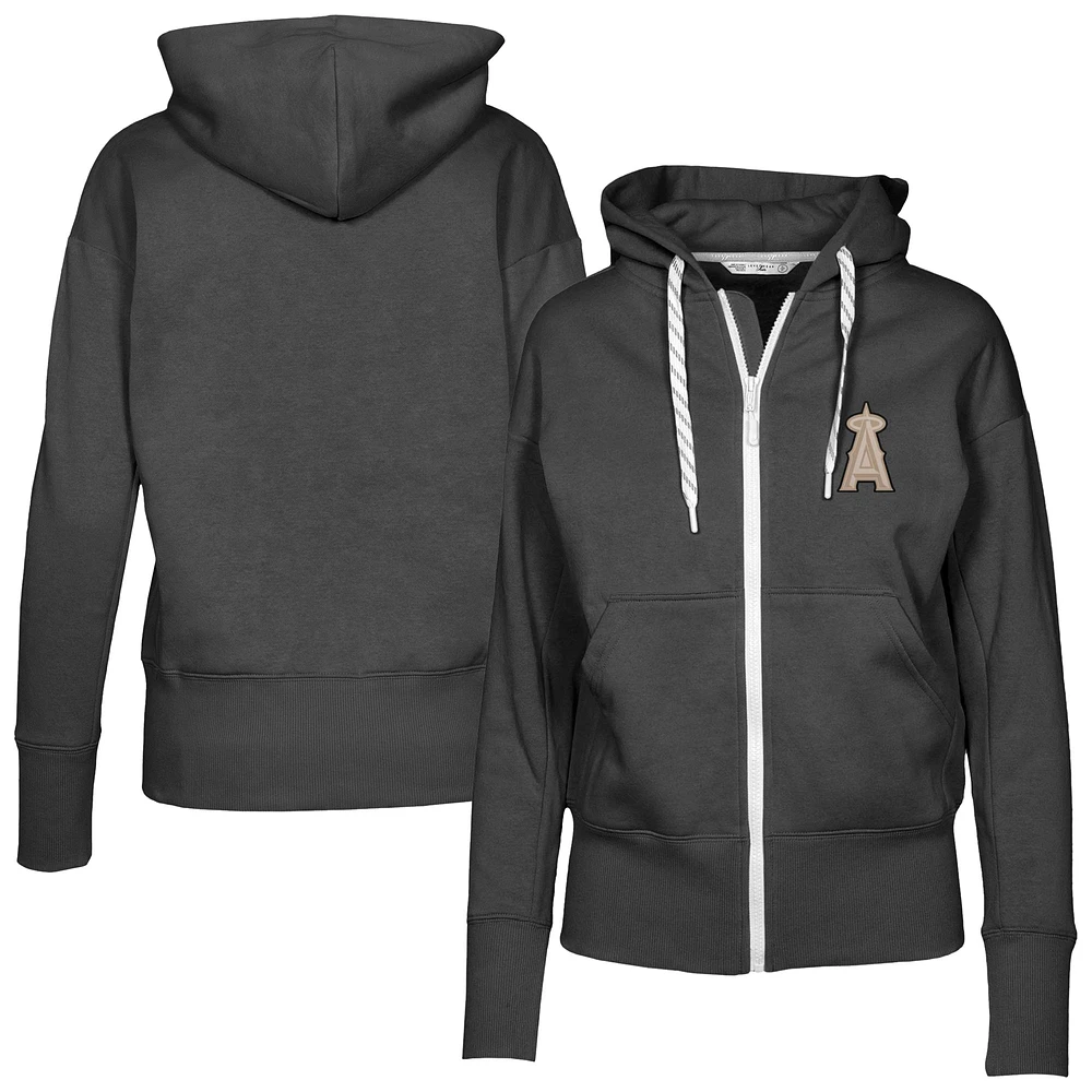 Women's Levelwear Black Los Angeles Angels Gardinia Full-Zip Hoodie