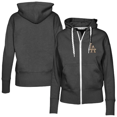 Women's Levelwear Black Los Angeles Dodgers Gardinia Full-Zip Hoodie