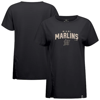 Women's Levelwear Black Miami Marlins Influx Team Arch T-Shirt