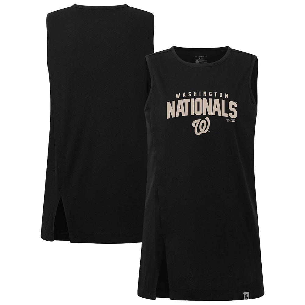 Women's Levelwear Black Washington Nationals Influx Team Arch Tank Top