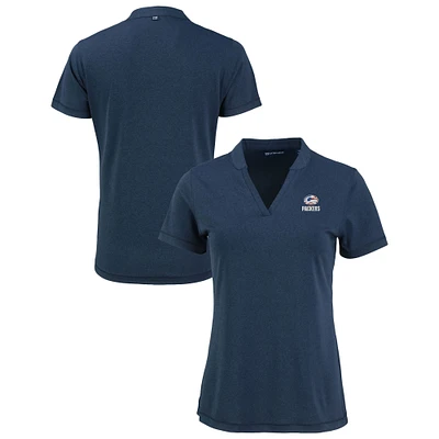 Women's Cutter & Buck Heather Navy Green Bay Packers Forge Stretch Blade DryTec V-Neck Polo