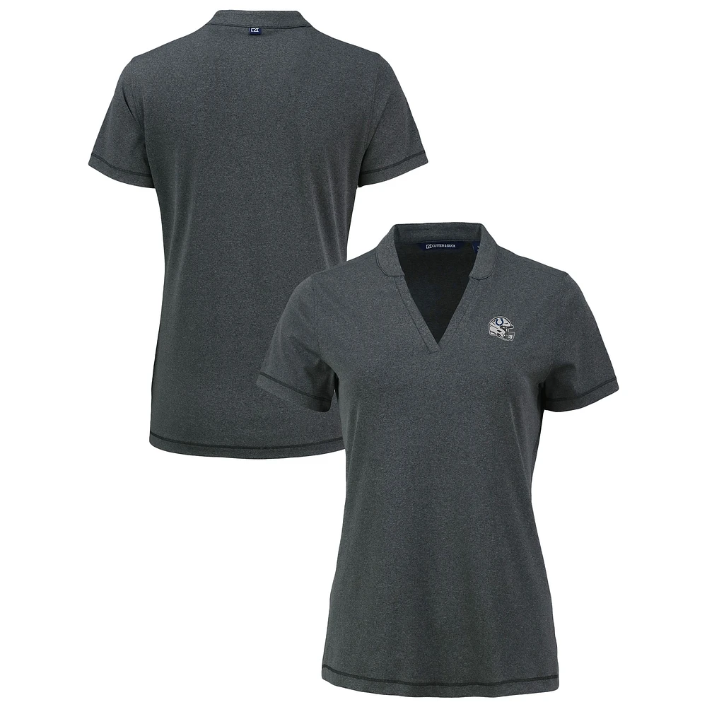 Women's Cutter & Buck Heather Black Indianapolis Colts Forge Stretch Blade DryTec V-Neck Polo
