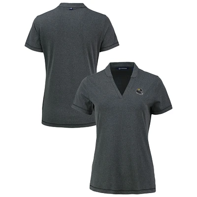 Women's Cutter & Buck Heather Black Jacksonville Jaguars Forge Stretch Blade DryTec V-Neck Polo