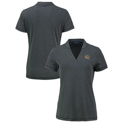 Women's Cutter & Buck Heather Black San Francisco 49ers Forge Stretch Blade DryTec V-Neck Polo