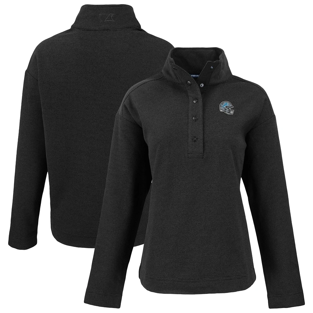 Women's Cutter & Buck Detroit Lions Hunts Point Eco Half-Snap Sweatshirt