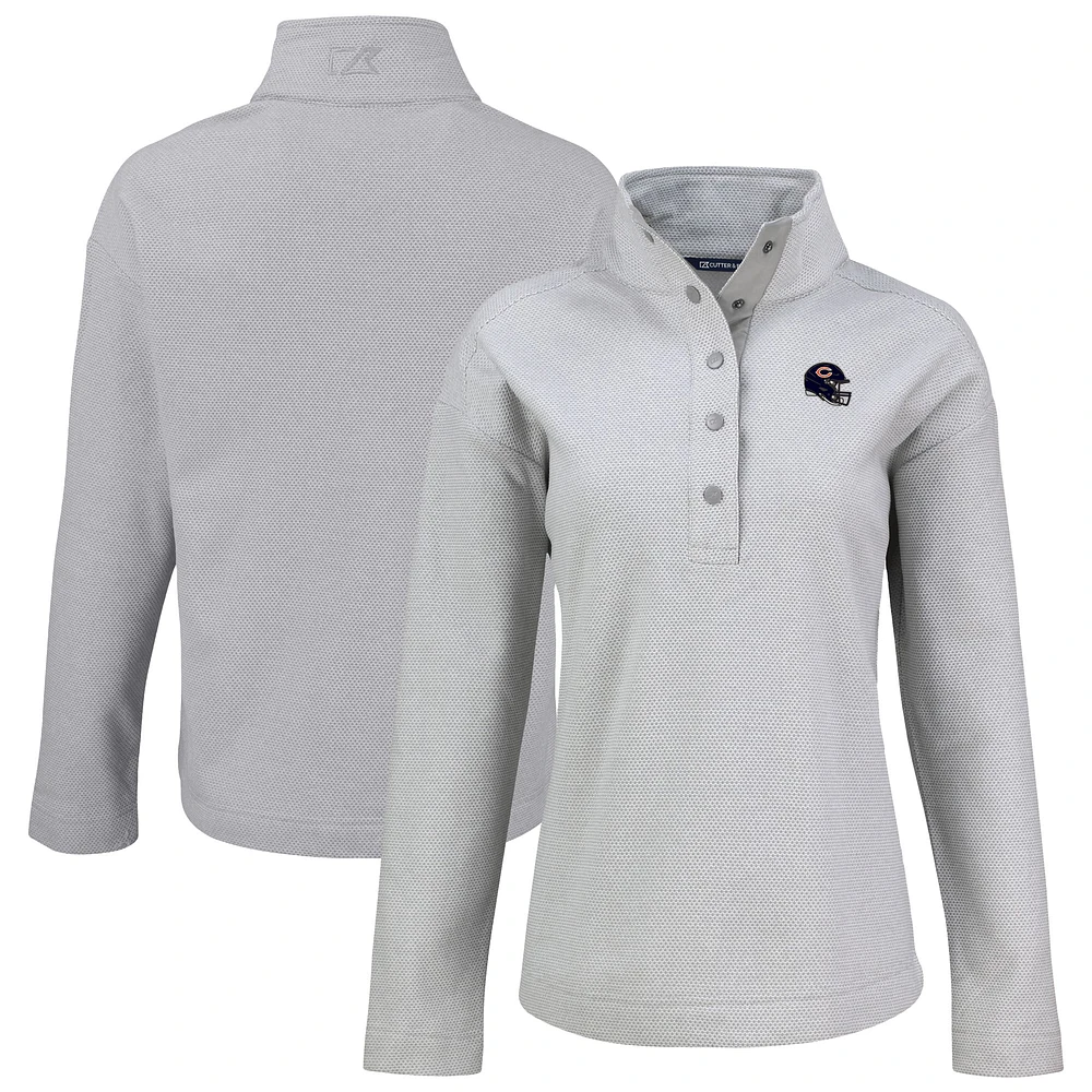 Women's Cutter & Buck Chicago Bears Hunts Point Eco Half-Snap Sweatshirt