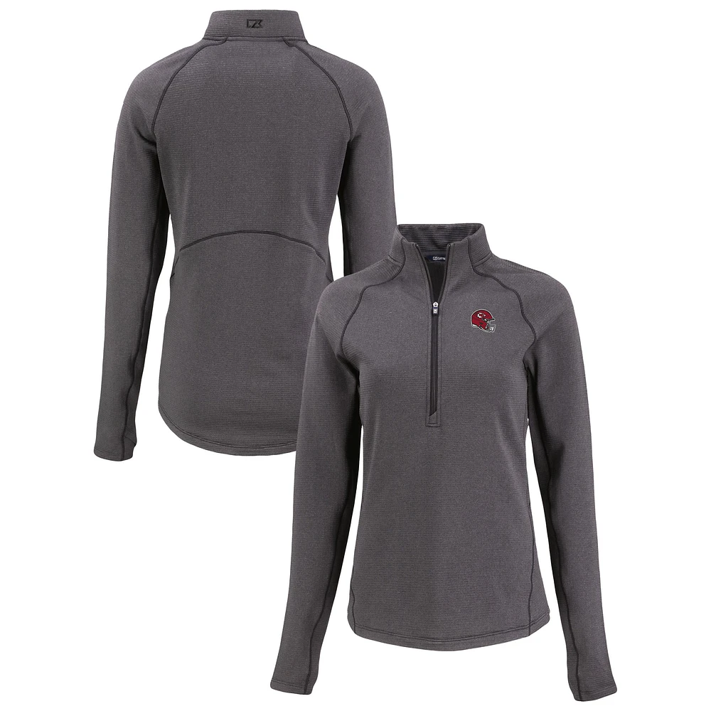 Women's Cutter & Buck Heather Kansas City Chiefs Peshastin Eco Fleece Recycled Tri-Blend Raglan Half-Zip Jacket