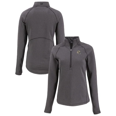 Women's Cutter & Buck Heather New Orleans Saints Peshastin Eco Fleece Recycled Tri-Blend Raglan Half-Zip Jacket