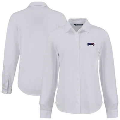 Women's Cutter & Buck White Philadelphia Eagles Americana Advantage Eco Soft Pique Tri-Blend Long Sleeve Button-Up Shirt