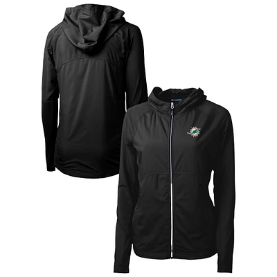 Women's Cutter & Buck Black Miami Dolphins Adapt Eco Knit Hybrid Recycled Full-Zip Jacket