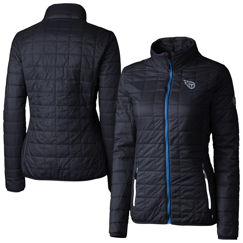 Women's Cutter & Buck Navy Tennessee Titans Rainier PrimaLoft Eco Insulated Full-Zip Puffer Jacket