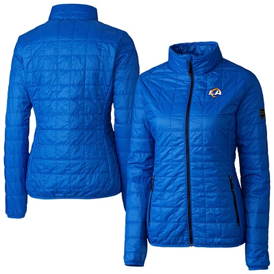 Women's Cutter & Buck Royal Los Angeles Rams Rainier PrimaLoft Eco Insulated Full-Zip Puffer Jacket