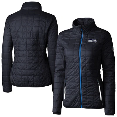 Women's Cutter & Buck Navy Seattle Seahawks Rainier PrimaLoft Eco Insulated Full-Zip Puffer Jacket
