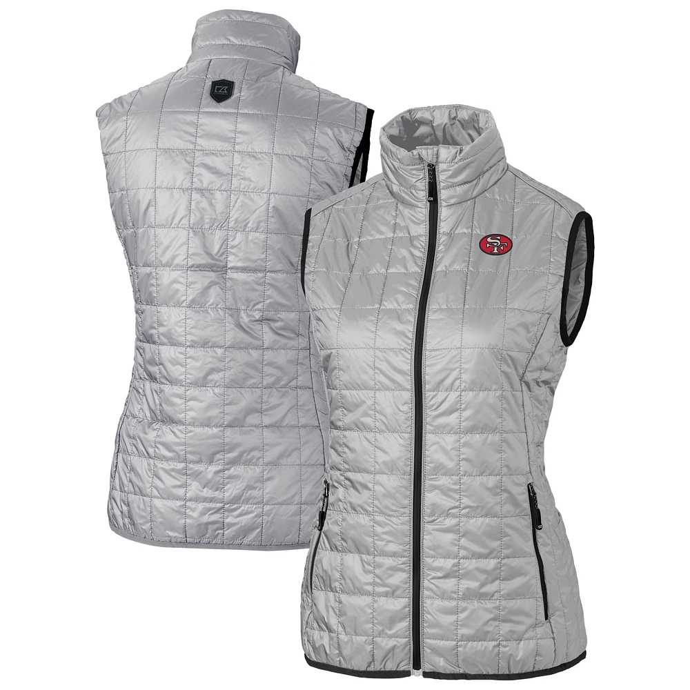 Women's Cutter & Buck Gray San Francisco 49ers Rainier PrimaLoft Eco Insulated Full-Zip Puffer Vest