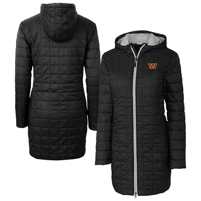 Women's Cutter & Buck Black Washington Commanders Rainier PrimaLoft® Eco Insulated Full-Zip Hooded Long Coat