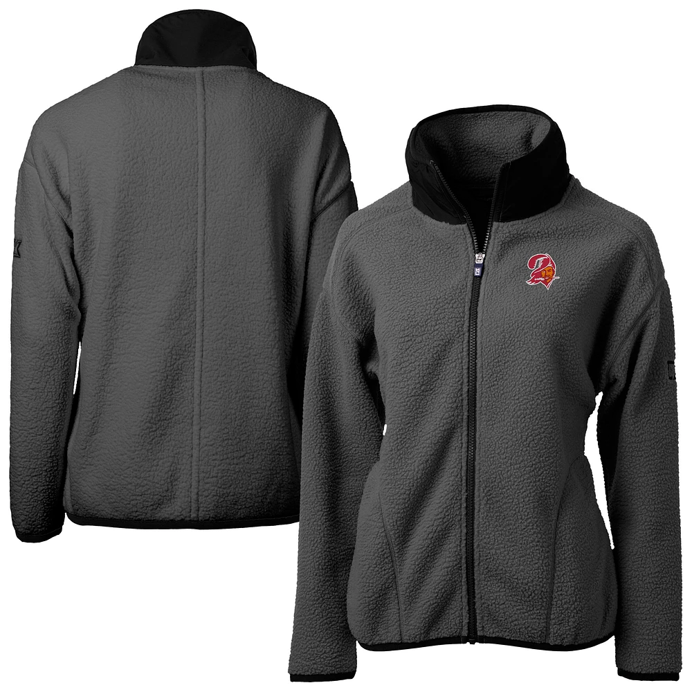 Women's Cutter & Buck Charcoal Tampa Bay Buccaneers Throwback Cascade Eco Sherpa Fleece Full-Zip Jacket