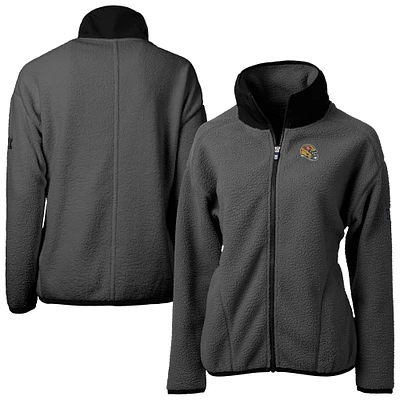 Women's Cutter & Buck Charcoal San Francisco 49ers Helmet Cascade Eco Sherpa Fleece Full-Zip Jacket
