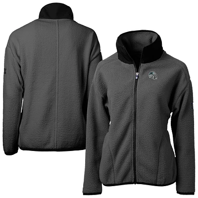 Women's Cutter & Buck Charcoal Carolina Panthers Helmet Cascade Eco Sherpa Fleece Full-Zip Jacket