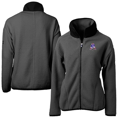 Women's Cutter & Buck Charcoal New England Patriots Throwback Cascade Eco Sherpa Fleece Full-Zip Jacket