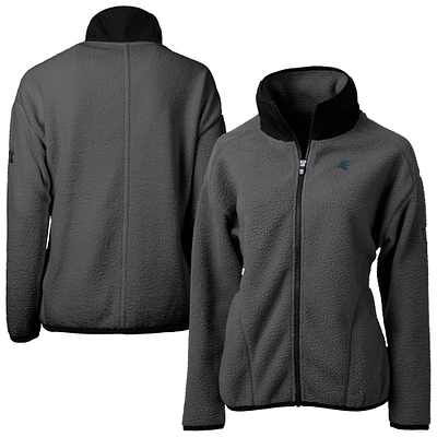 Women's Cutter & Buck Charcoal Carolina Panthers Cascade Eco Sherpa Fleece Full-Zip Jacket