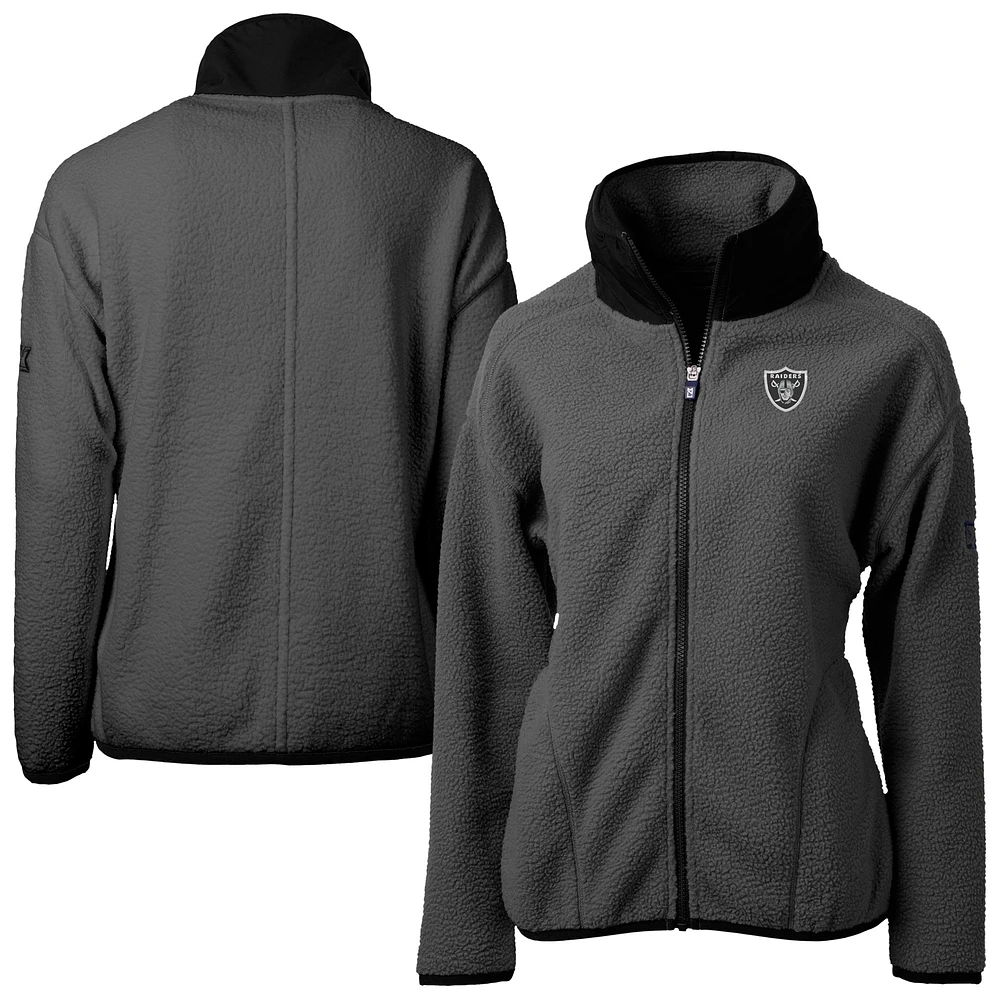 Women's Cutter & Buck Charcoal Las Vegas Raiders Cascade Eco Sherpa Fleece Full-Zip Jacket