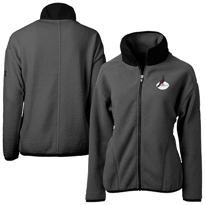 Women's Cutter & Buck Charcoal Arizona Cardinals Throwback Cascade Eco Sherpa Fleece Full-Zip Jacket