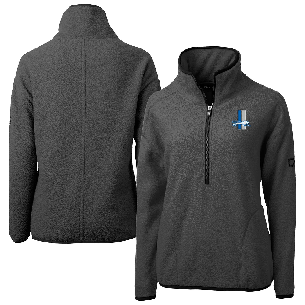 Women's Cutter & Buck Charcoal Detroit Lions Historic Cascade Eco Sherpa Fleece Half-Zip Jacket