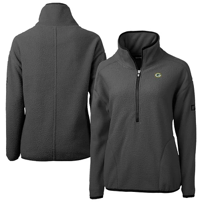 Women's Cutter & Buck Charcoal Green Bay Packers Cascade Eco Sherpa Fleece Half-Zip Jacket