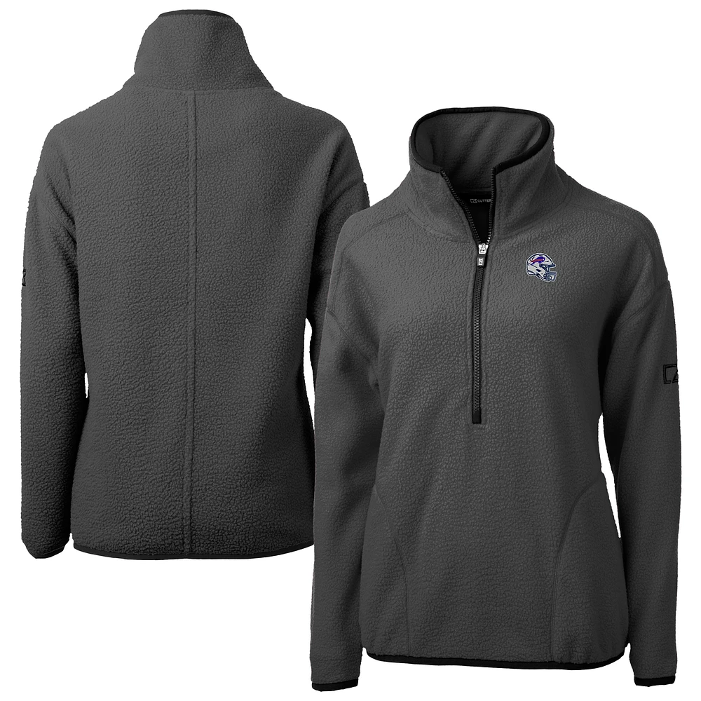 Women's Cutter & Buck Charcoal Buffalo Bills Helmet Cascade Eco Sherpa Fleece Half-Zip Jacket