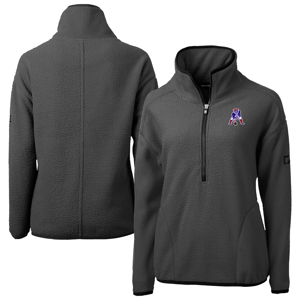 Women's Cutter & Buck Charcoal New England Patriots Historic Cascade Eco Sherpa Fleece Half-Zip Jacket