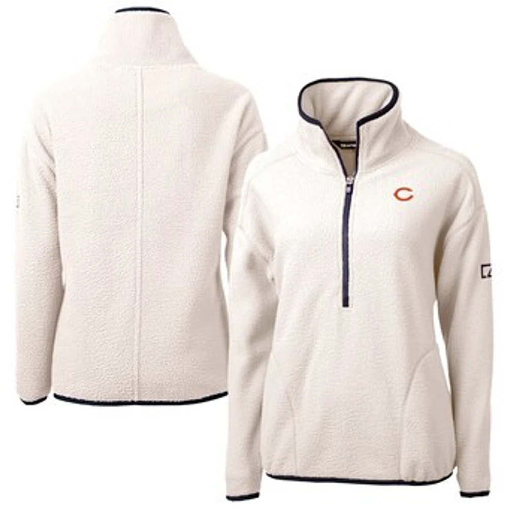 Women's Cutter & Buck Oatmeal Chicago Bears Cascade Eco Sherpa Fleece Half-Zip Jacket