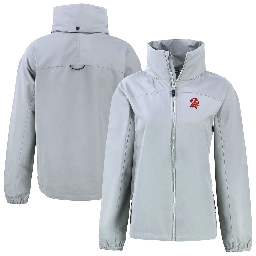 Women's Cutter & Buck Gray Tampa Bay Buccaneers Historic Charter Eco Recycled Full-Zip Jacket