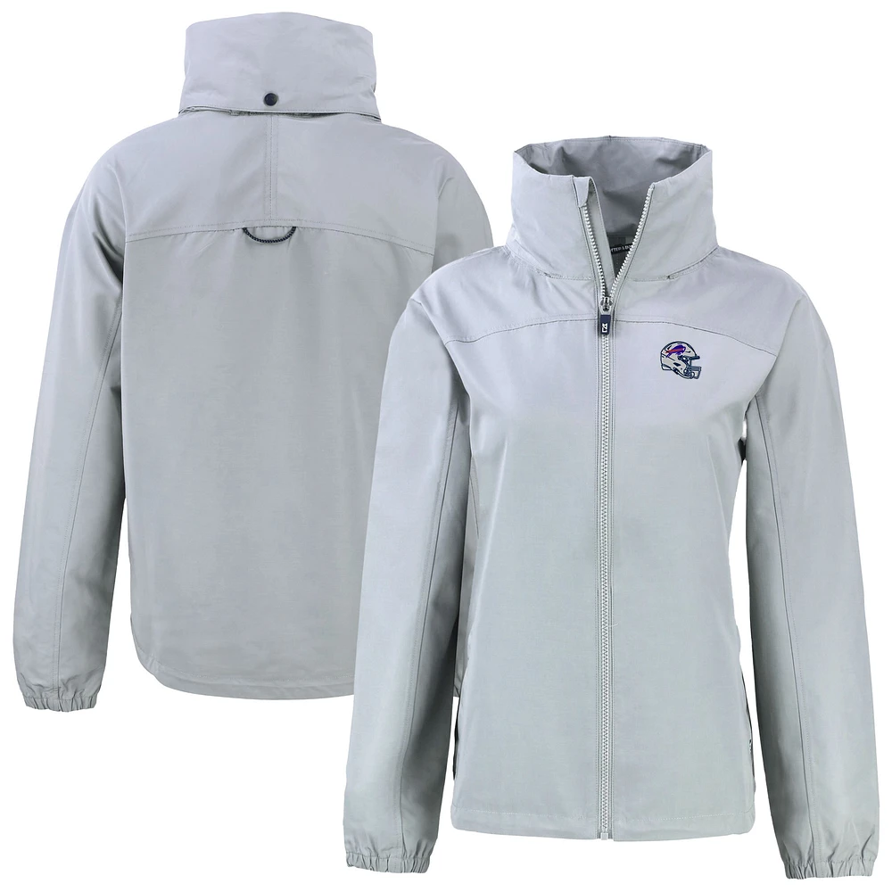 Women's Cutter & Buck Gray Buffalo Bills Helmet Charter Eco Recycled Full-Zip Jacket