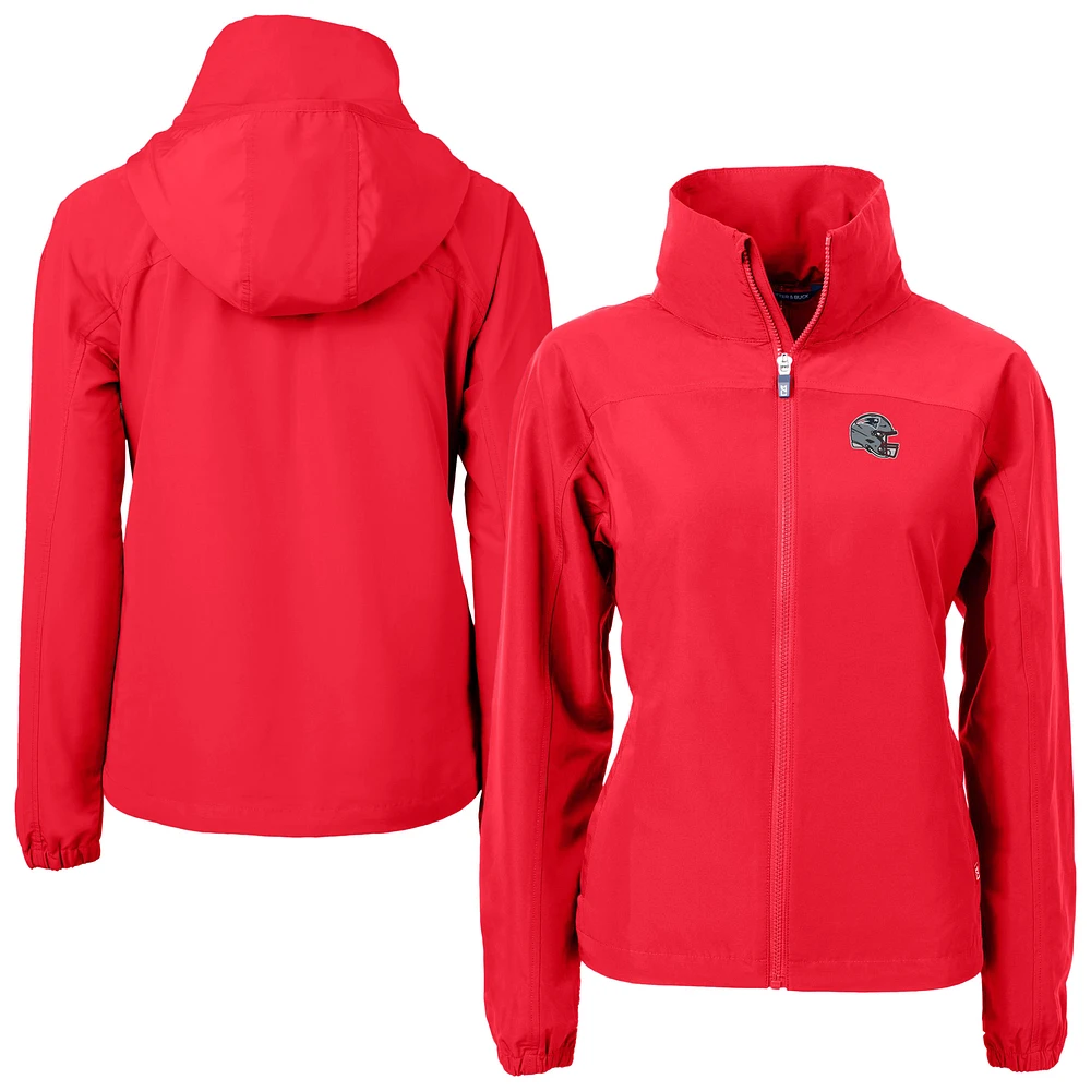 Women's Cutter & Buck Red New England Patriots Helmet Charter Eco Recycled Full-Zip Jacket