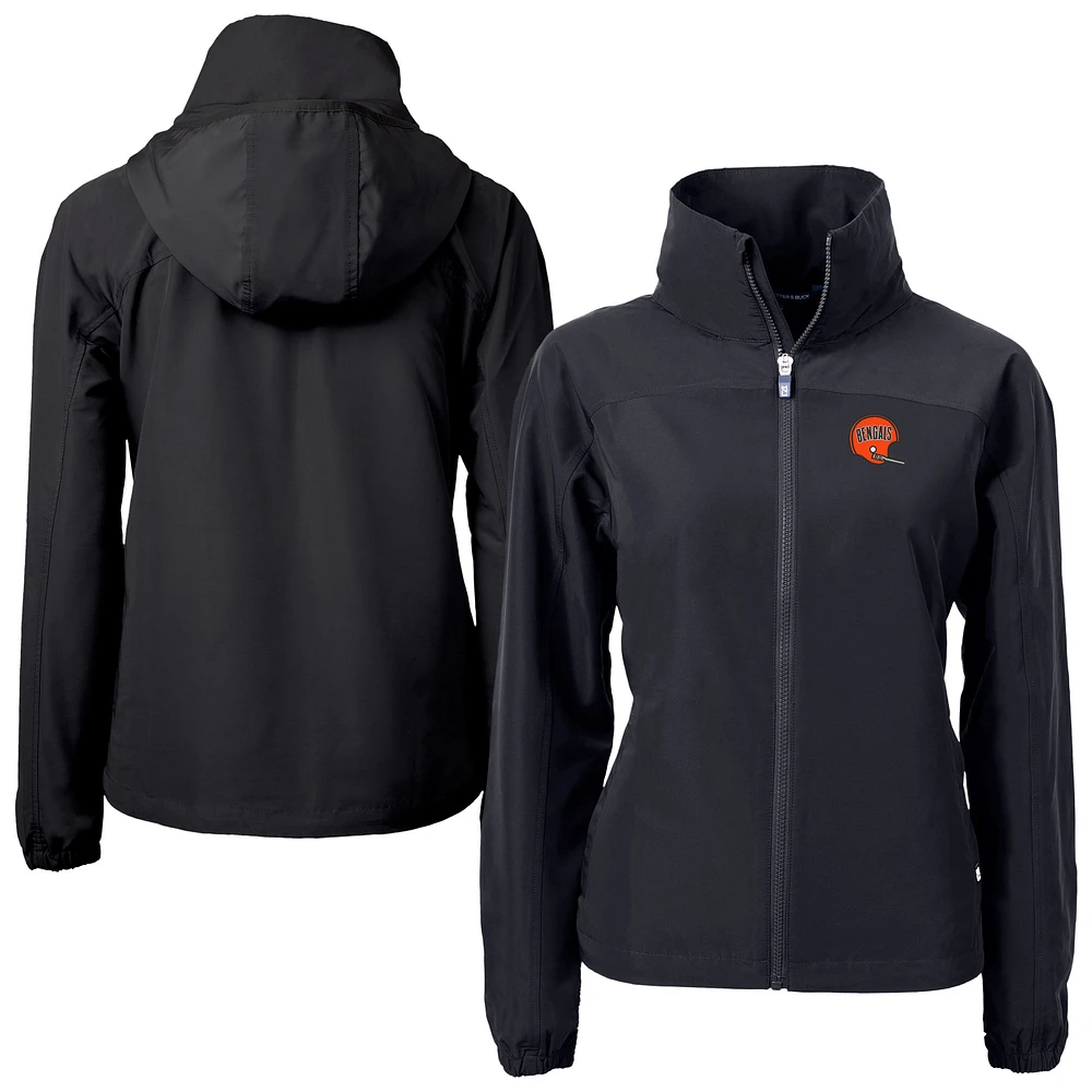 Women's Cutter & Buck Black Cincinnati Bengals Helmet Charter Eco Recycled Full-Zip Jacket