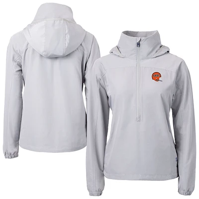 Women's Cutter & Buck Gray Cincinnati Bengals Charter Eco Recycled Half-Zip Hooded Anorak Jacket