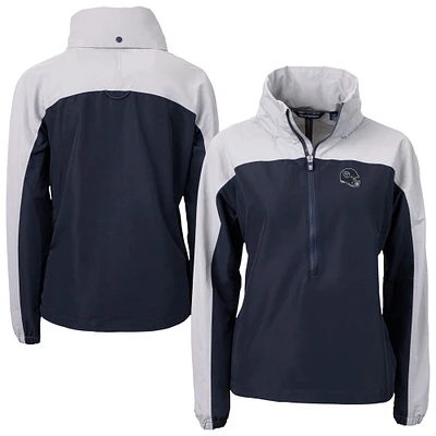 Women's Cutter & Buck Navy Tennessee Titans Charter Eco Recycled Half-Zip Hooded Anorak Jacket