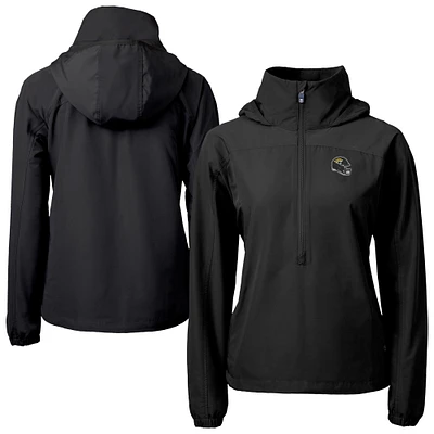 Women's Cutter & Buck Black Jacksonville Jaguars Charter Eco Recycled Half-Zip Hooded Anorak Jacket