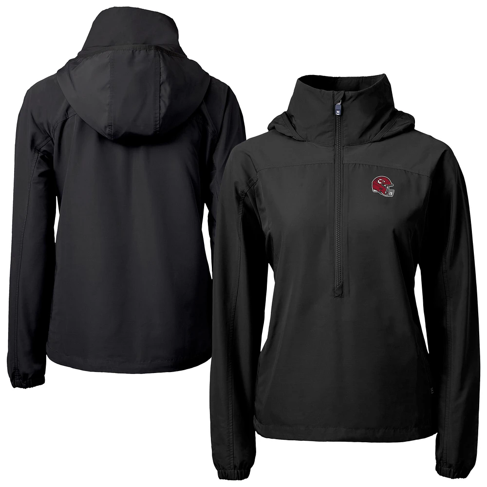 Women's Cutter & Buck Black Kansas City Chiefs Charter Eco Recycled Half-Zip Hooded Anorak Jacket