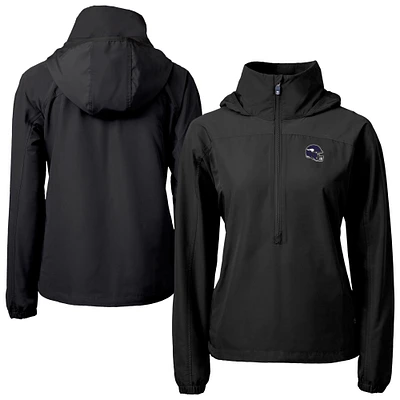 Women's Cutter & Buck Minnesota Vikings Charter Eco Recycled Half-Zip Hooded Anorak Jacket