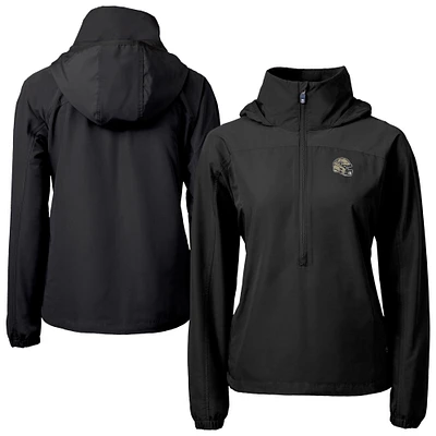 Women's Cutter & Buck Black New Orleans Saints Charter Eco Recycled Half-Zip Hooded Anorak Jacket