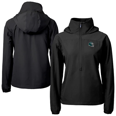 Women's Cutter & Buck Black Philadelphia Eagles Charter Eco Recycled Half-Zip Hooded Anorak Jacket