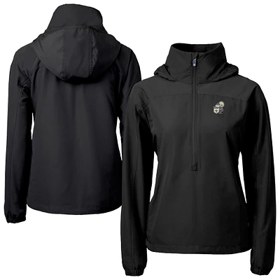Women's Cutter & Buck Black New Orleans Saints Charter Eco Recycled Half-Zip Hooded Anorak Jacket
