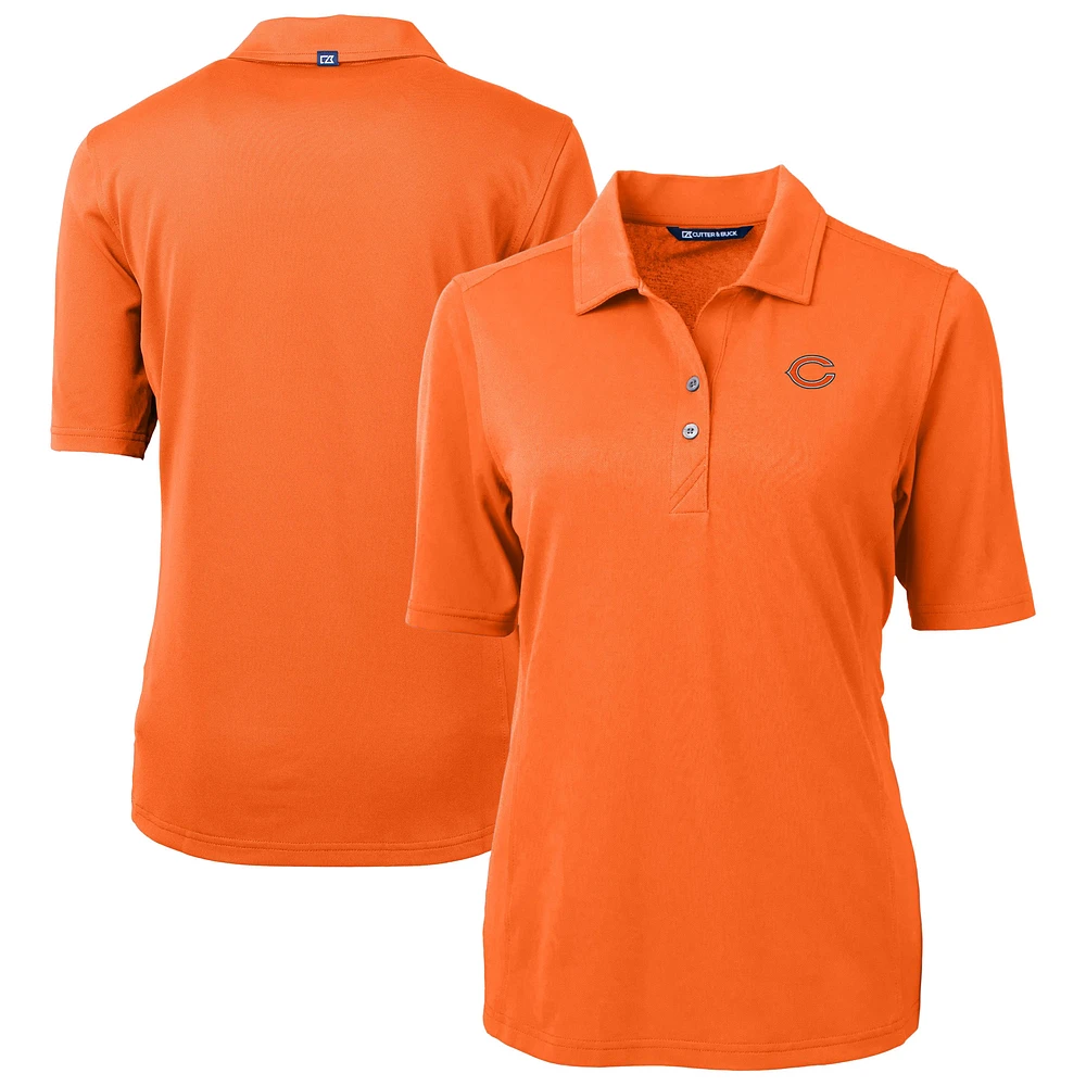Women's Cutter & Buck Orange Chicago Bears Virtue Eco Pique Recycled DryTec Polo