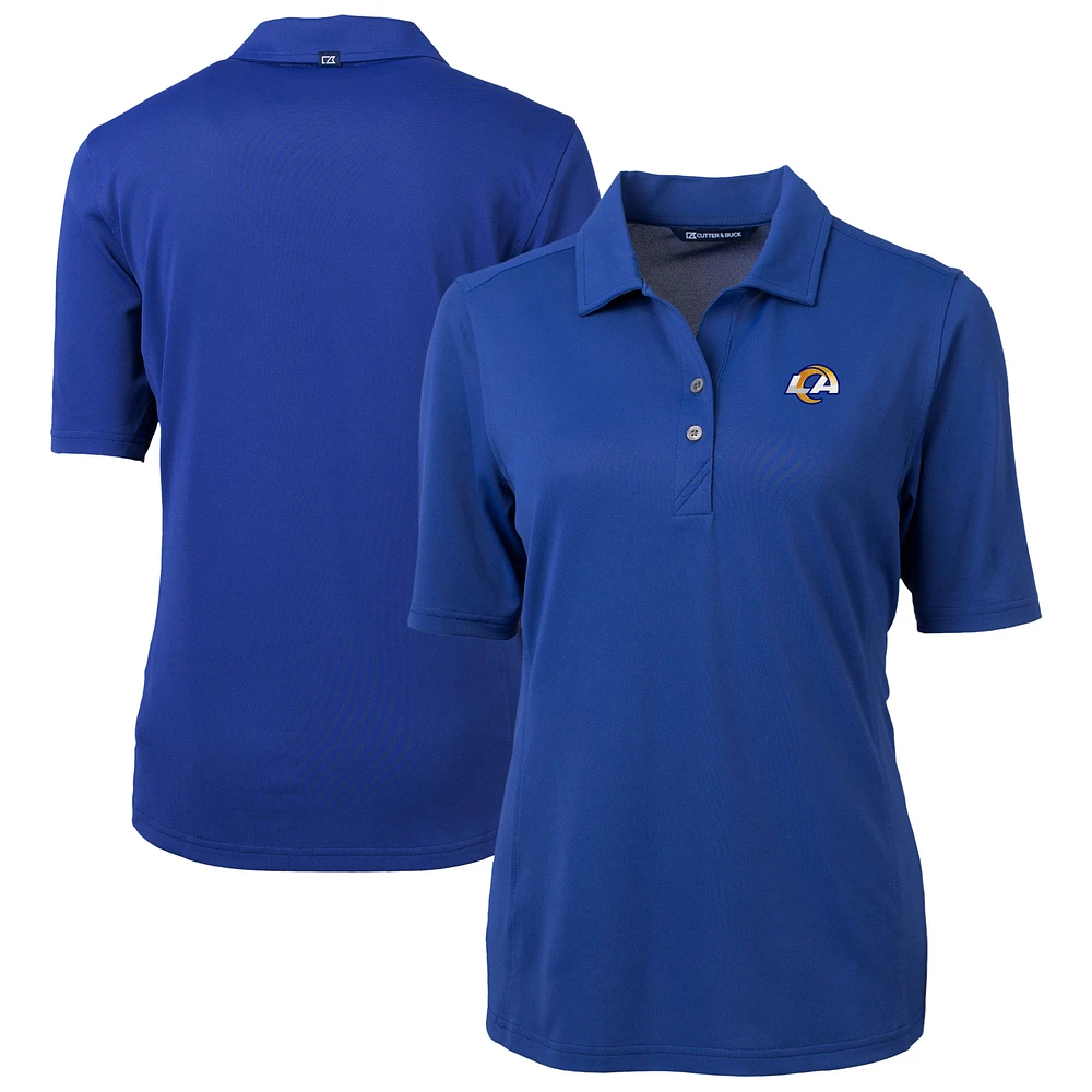Women's Cutter & Buck Blue Los Angeles Rams Virtue Eco Pique Recycled DryTec Polo