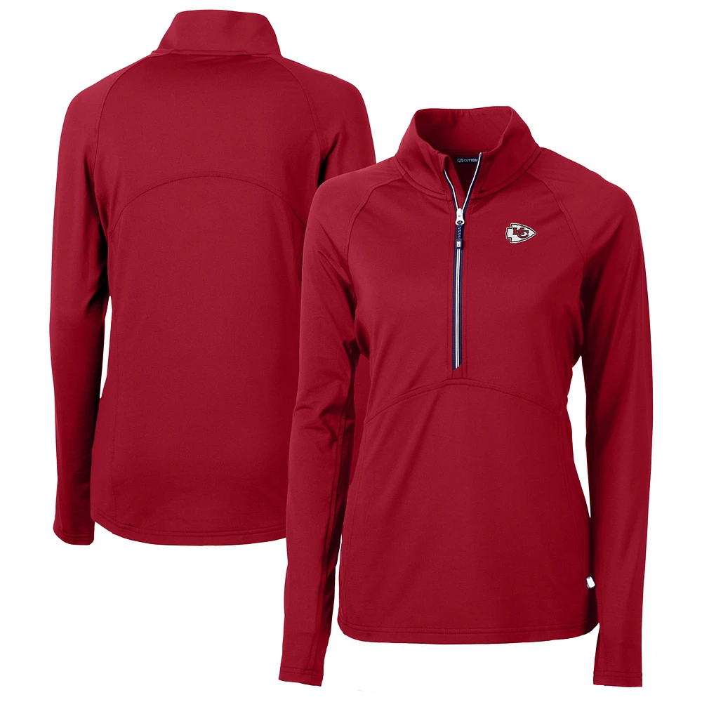 Women's Cutter & Buck Red Kansas City Chiefs Adapt Eco Knit Stretch Recycled Raglan Half-Zip Top