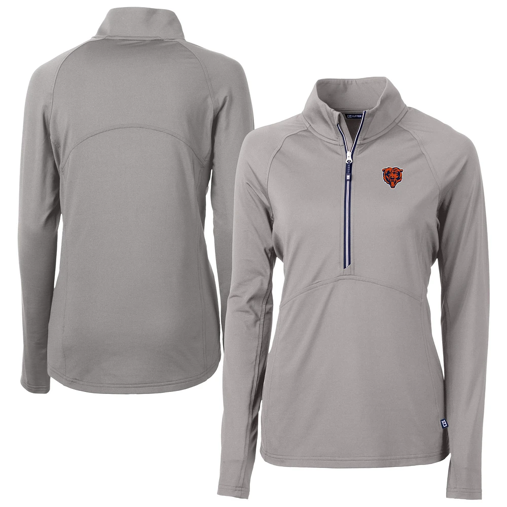 Women's Cutter & Buck Chicago Bears Adapt Eco Knit Stretch Recycled Raglan Half-Zip Top